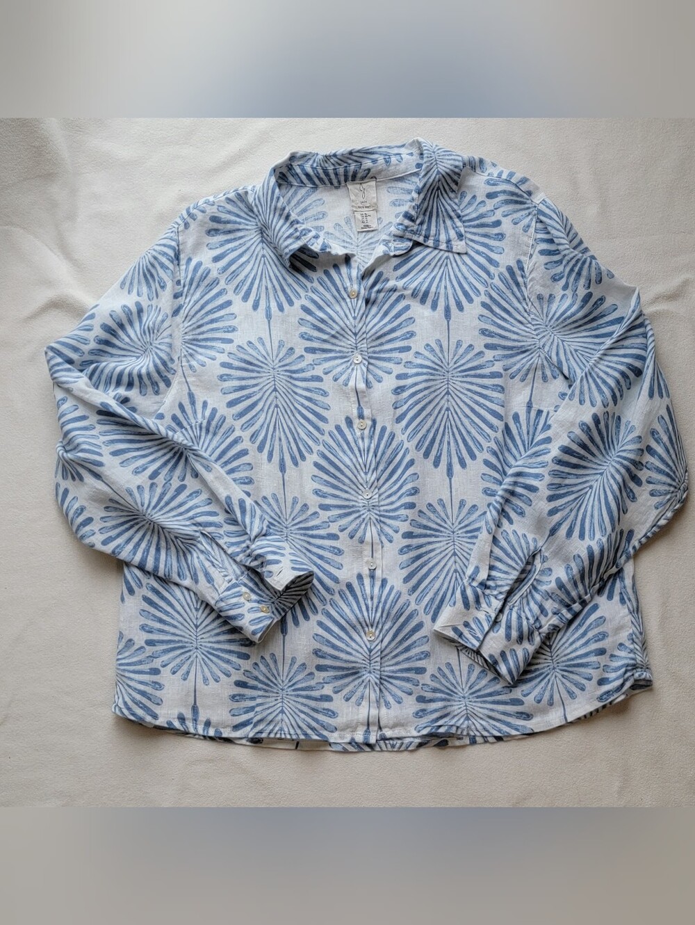 Joie Light Blue Floral-Print Button Down Shirt